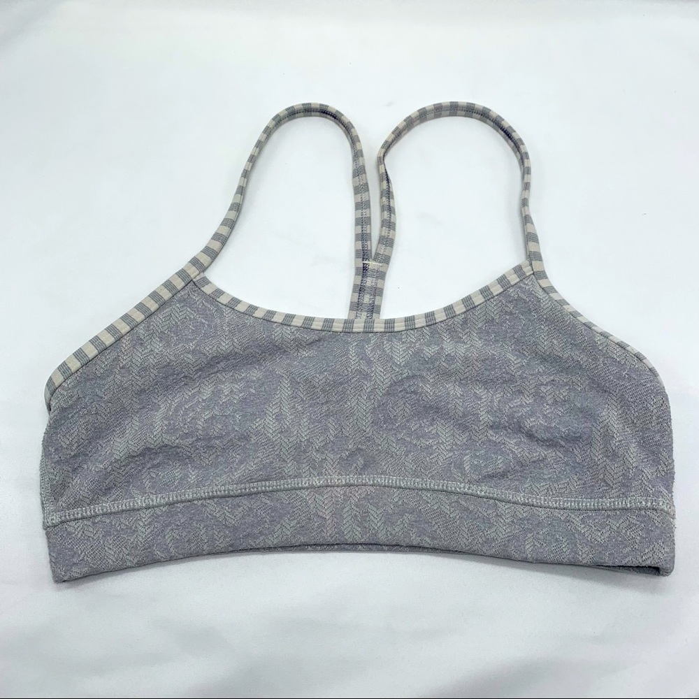Lululemon Flow Y Grey with checkered straps Sports bra